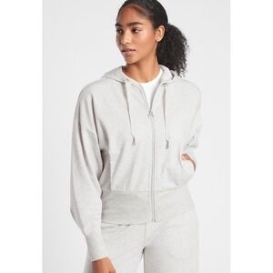 Athleta Light Heather Gray Zip-Up Hoodie